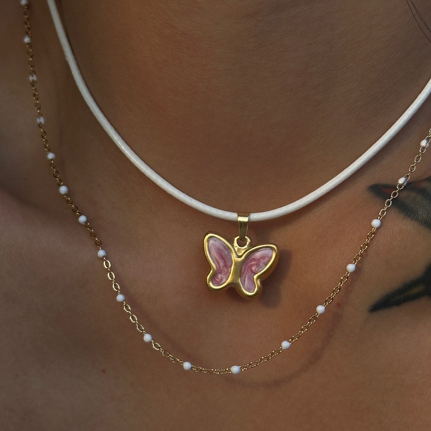 Colorful Butterfly Pendant Necklace – Titanium Steel Drip Oil Chain for Women