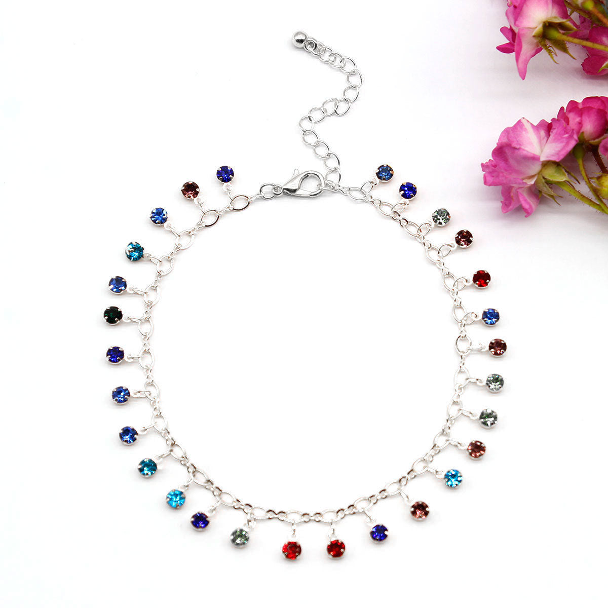 Colorful Crystal Anklet – Gold/Silver Foot Chain