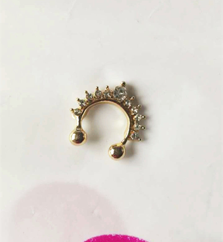 Glam Diamond Crystal Nose Ring β Non-Piercing Clip-On for Women | Gold & Silver Options