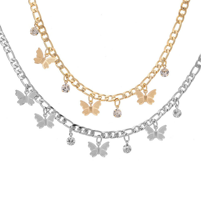 Dainty Butterfly Charm Necklace – Adjustable Gold or Silver Chain