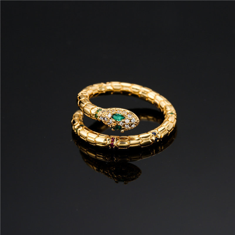 Golden Snake Adjustable Ring β Dainty CZ Inlaid Statement Jewelry for Women