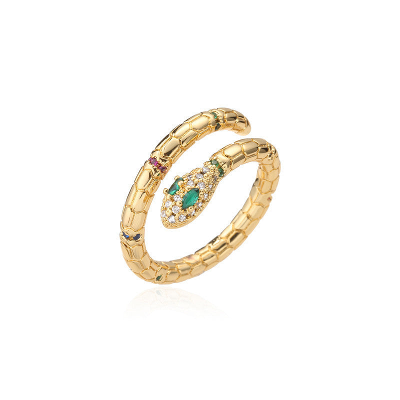 Golden Snake Adjustable Ring β Dainty CZ Inlaid Statement Jewelry for Women