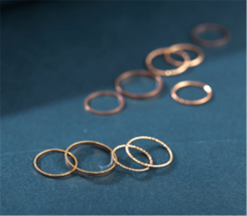 Boho Silver Ring Set – 10-Piece Adjustable Knuckle Rings (Unisex)