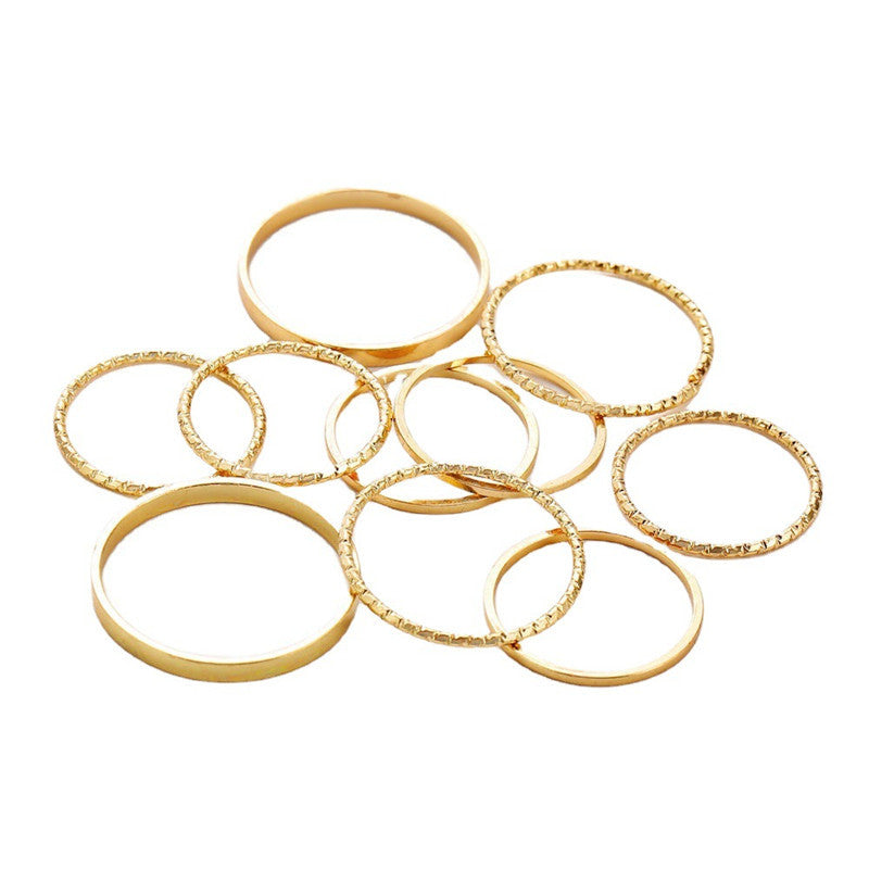 Boho Silver Ring Set – 10-Piece Adjustable Knuckle Rings (Unisex)
