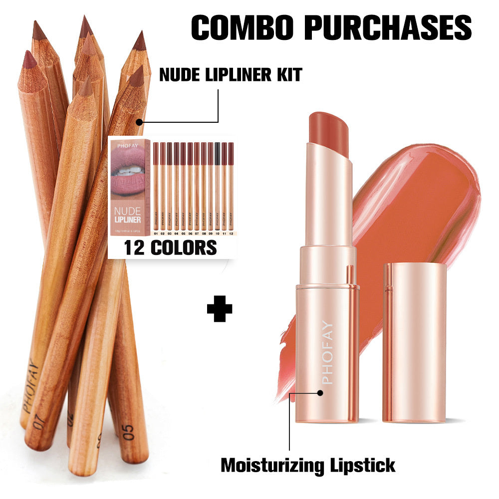 PHOFAY 2-in-1 Waterproof Eyeshadow Stick Set with Built-in Smudger