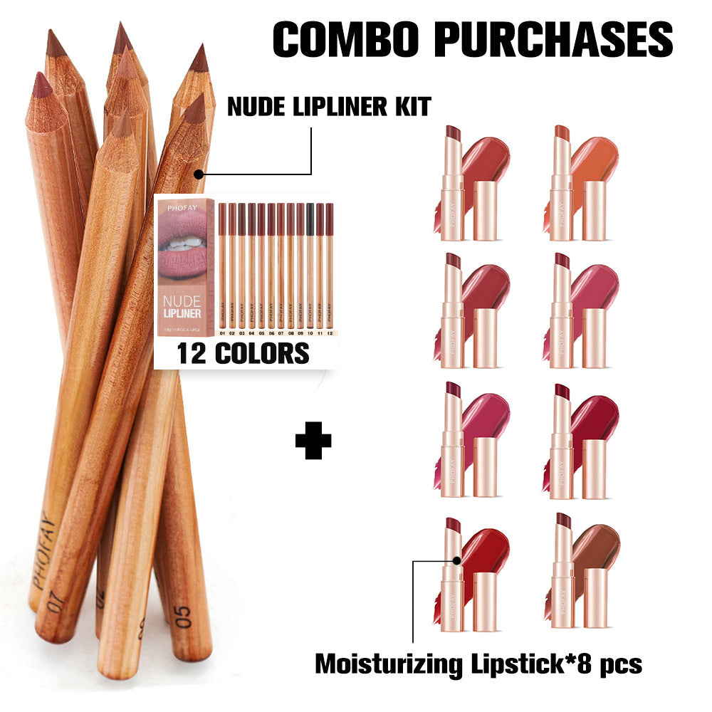 PHOFAY 2-in-1 Waterproof Eyeshadow Stick Set with Built-in Smudger