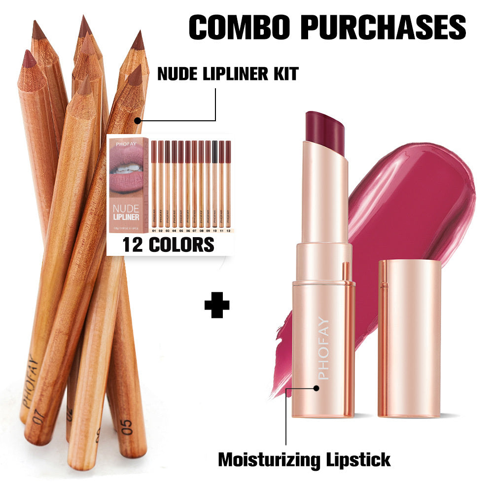 PHOFAY 2-in-1 Waterproof Eyeshadow Stick Set with Built-in Smudger