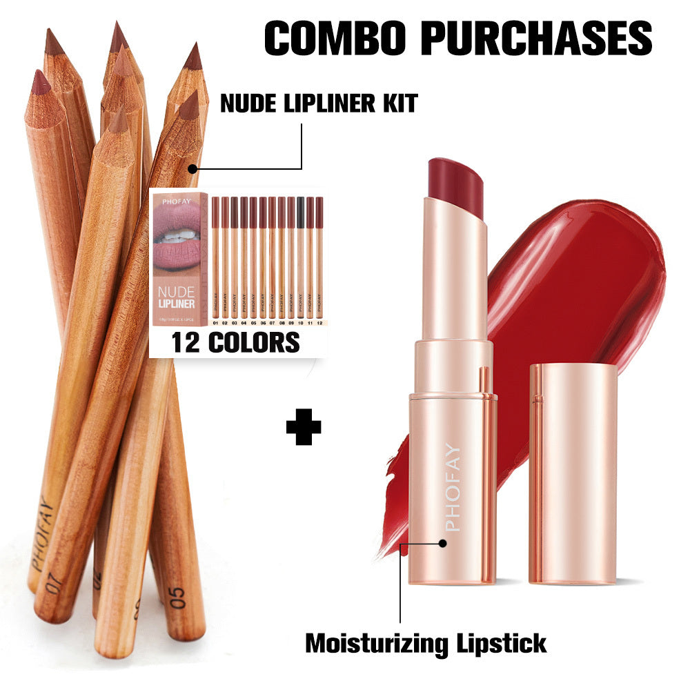 PHOFAY 2-in-1 Waterproof Eyeshadow Stick Set with Built-in Smudger