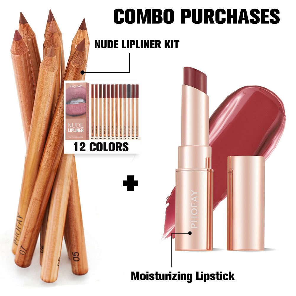 PHOFAY 2-in-1 Waterproof Eyeshadow Stick Set with Built-in Smudger