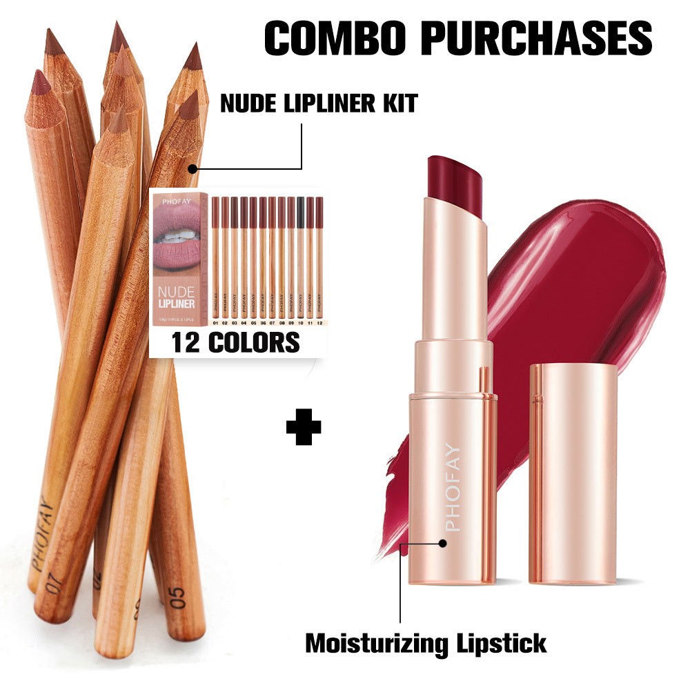 PHOFAY 2-in-1 Waterproof Eyeshadow Stick Set with Built-in Smudger