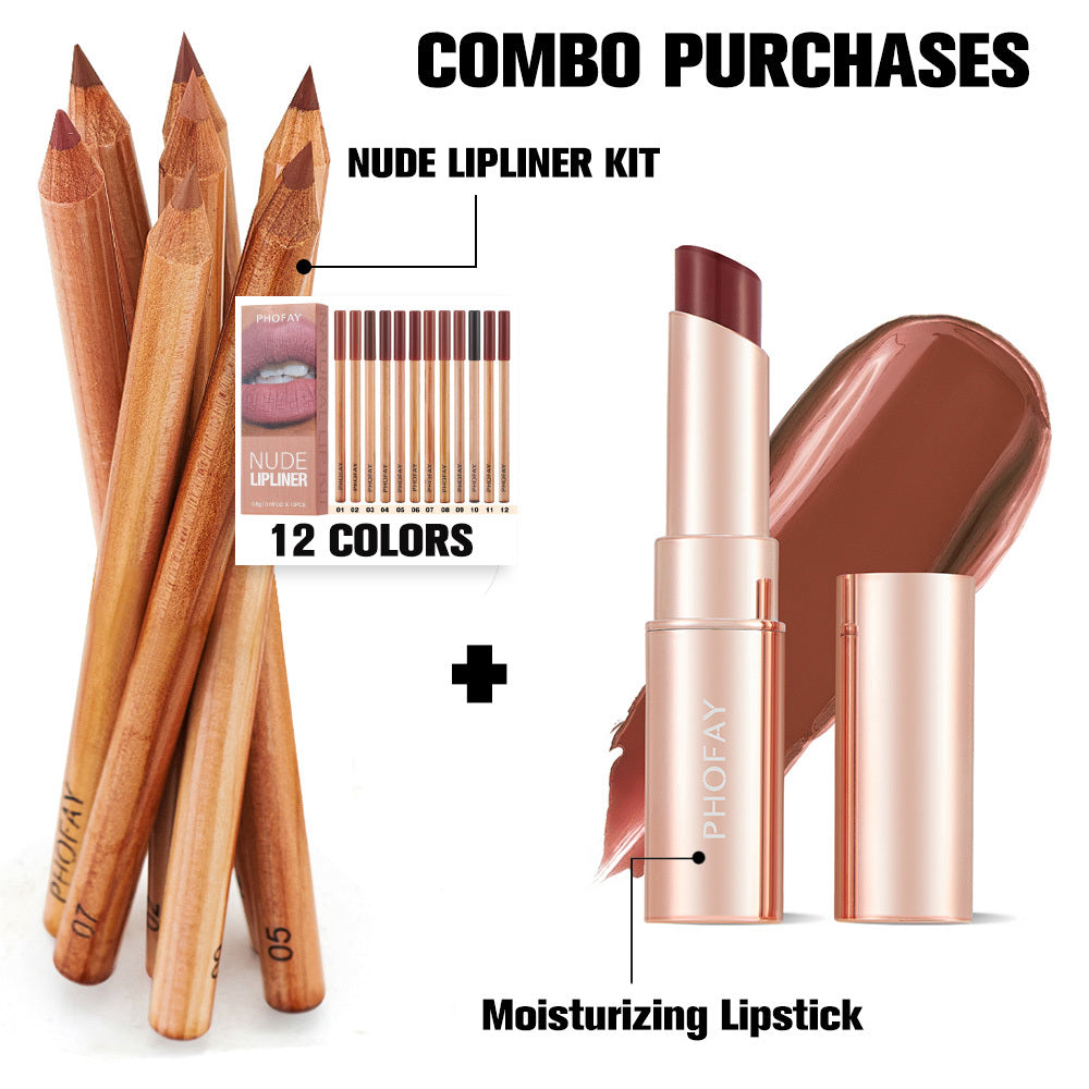 PHOFAY 2-in-1 Waterproof Eyeshadow Stick Set with Built-in Smudger