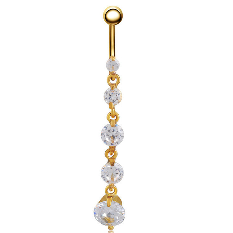 Crystal Heart Drop Navel Ring – Dainty & Sexy Belly Piercing Jewelry
