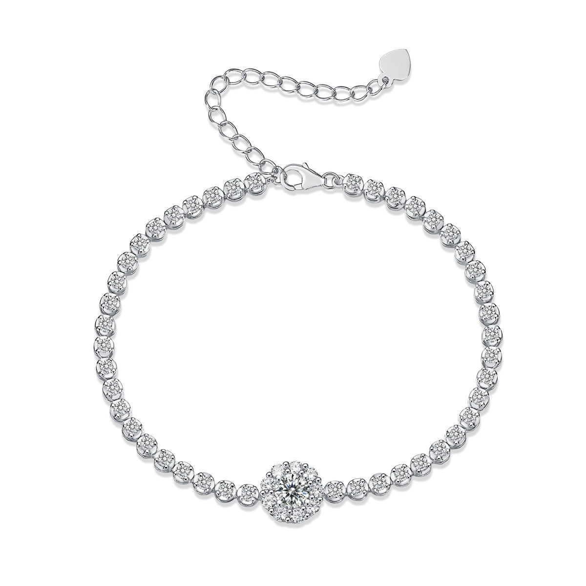 Luxury Moissanite Diamond Bracelet – Adjustable Silver Jewelry Set