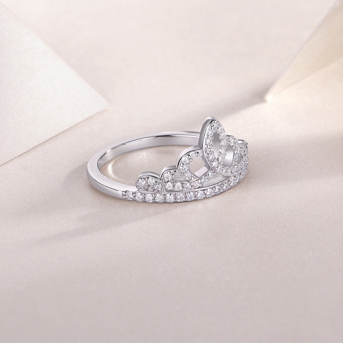 Moissanite Crown Ring – Luxury Silver Tiara-Inspired Band