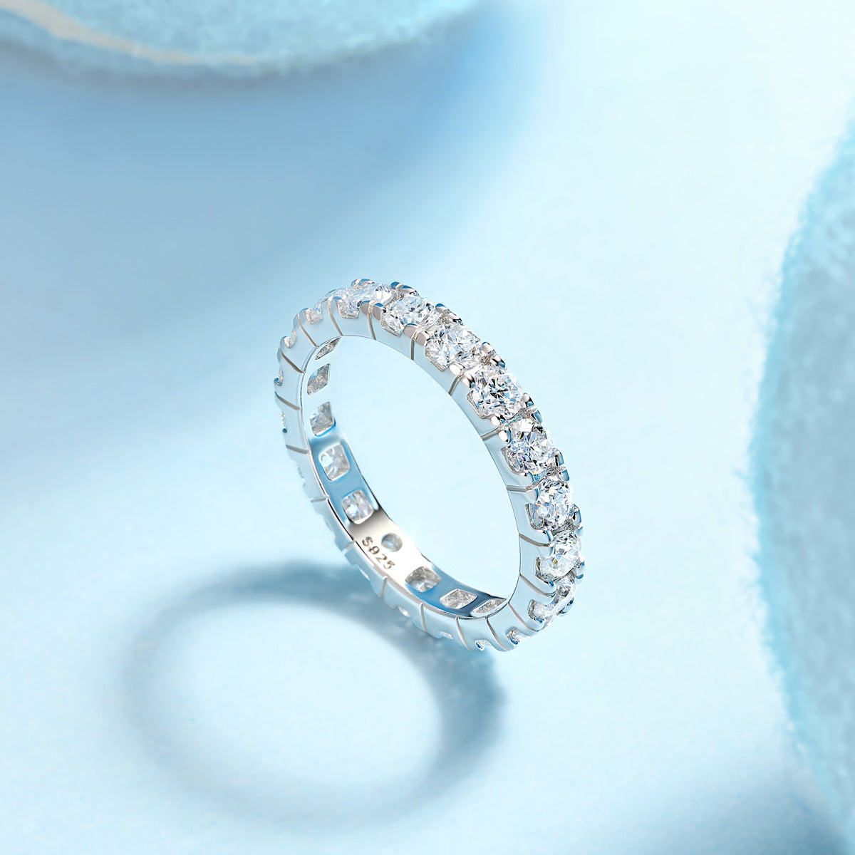 Moissanite Eternity Ring – Starry Sky Silver Band