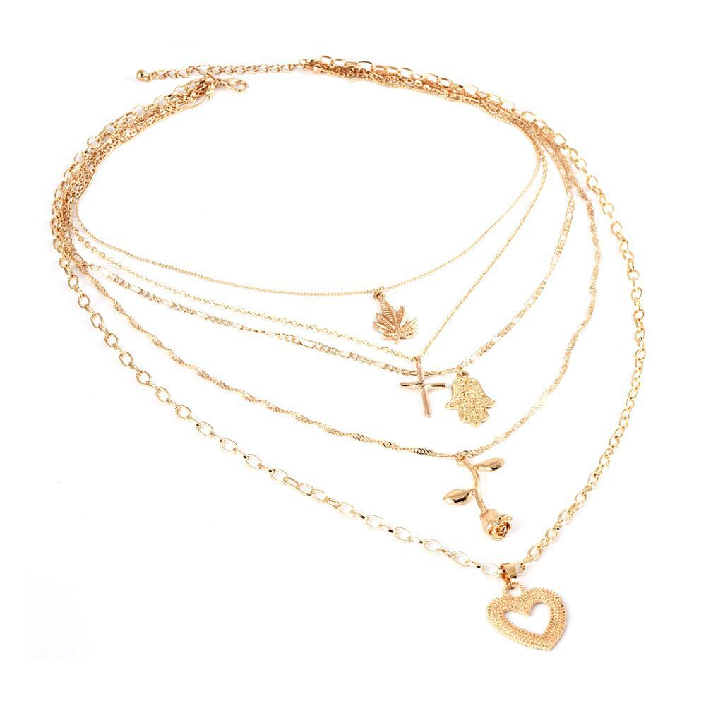Layered Vintage Pendant Necklace – Gold Snake Chain Statement Jewelry