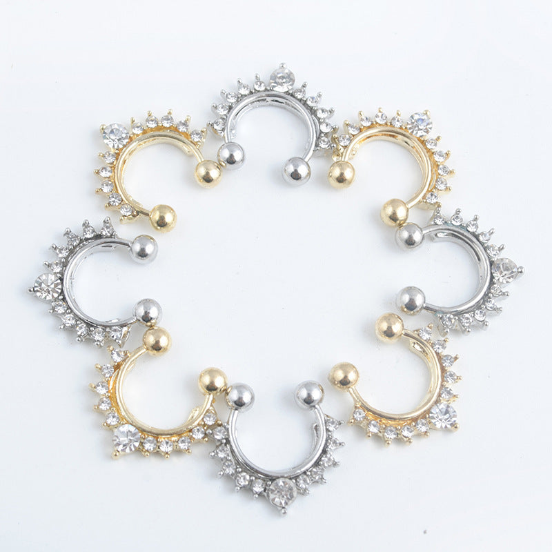 Glam Diamond Crystal Nose Ring β Non-Piercing Clip-On for Women | Gold & Silver Options