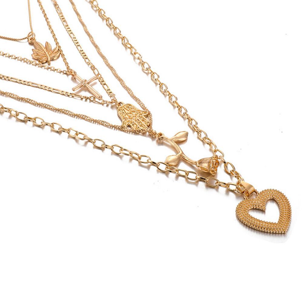 Layered Vintage Pendant Necklace – Gold Snake Chain Statement Jewelry