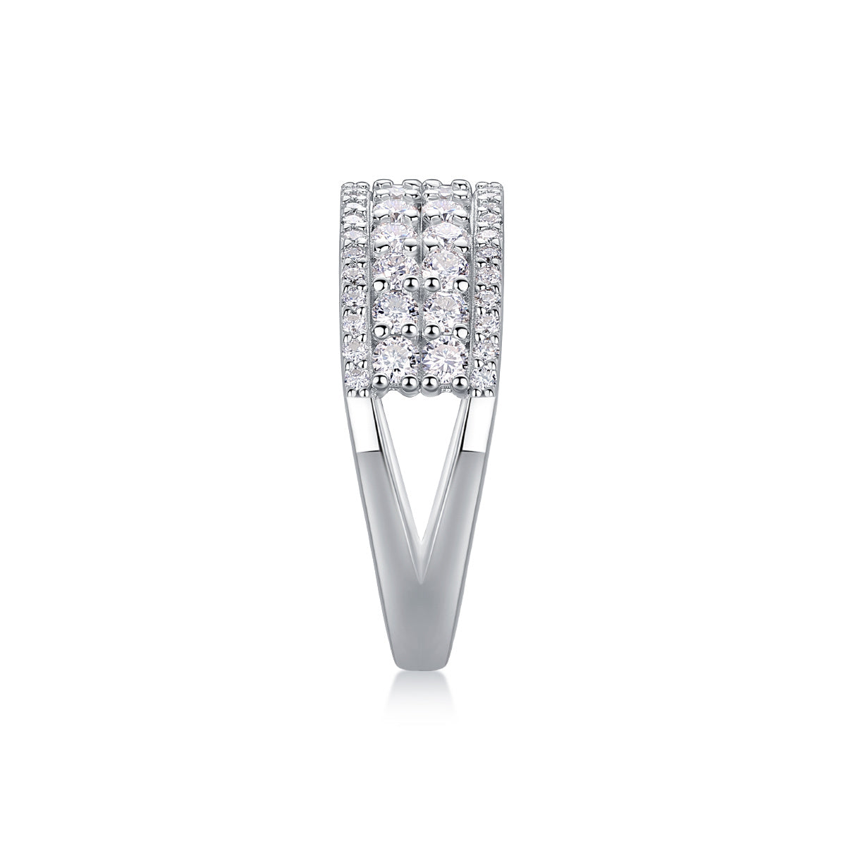 Moissanite Triple Row Band β Luxury Silver Multi-Stone Ring