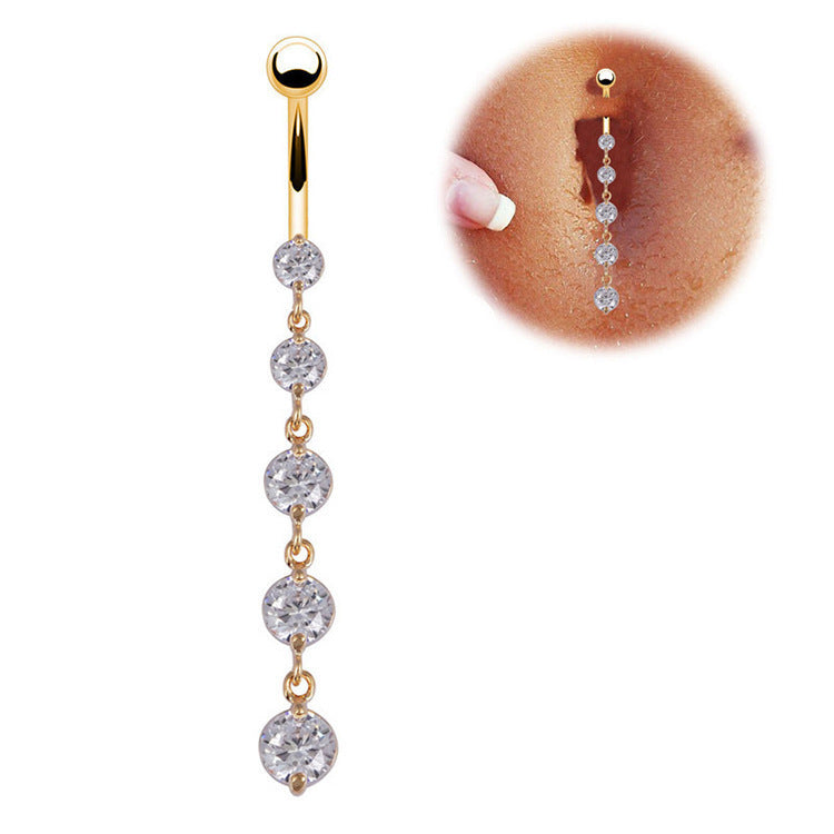 Crystal Heart Drop Navel Ring – Dainty & Sexy Belly Piercing Jewelry