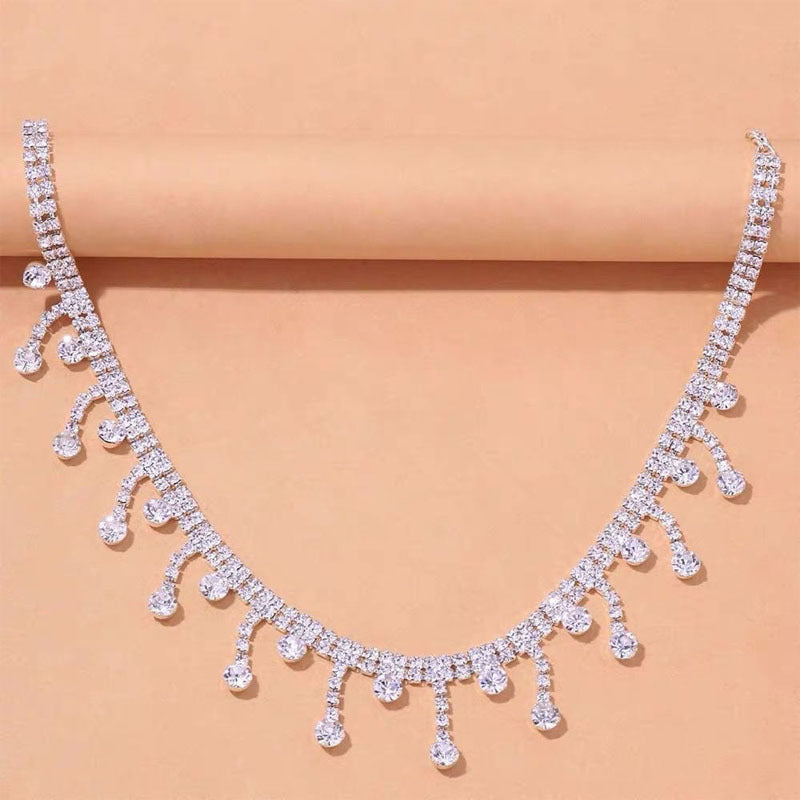 Elegant 4-Layer Strass Anklet β Dainty Gold & Silver Bead Chain for Women