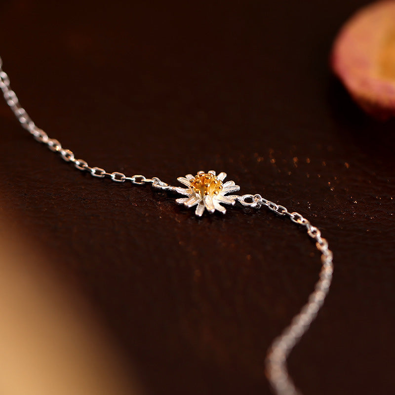 S925 Silver Flower Anklet – Delicate Pastoral Chain