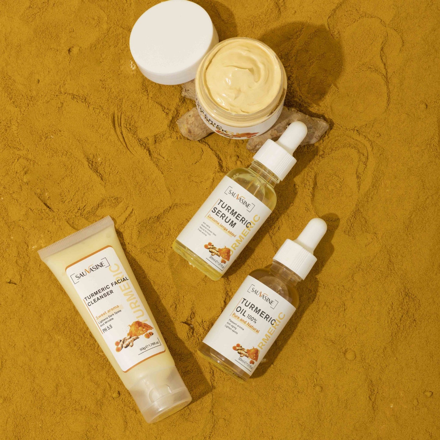 Turmeric Glow Kit β 5-in-1 Cleanser, Oil, Serum, Clay Mask & Face Cream