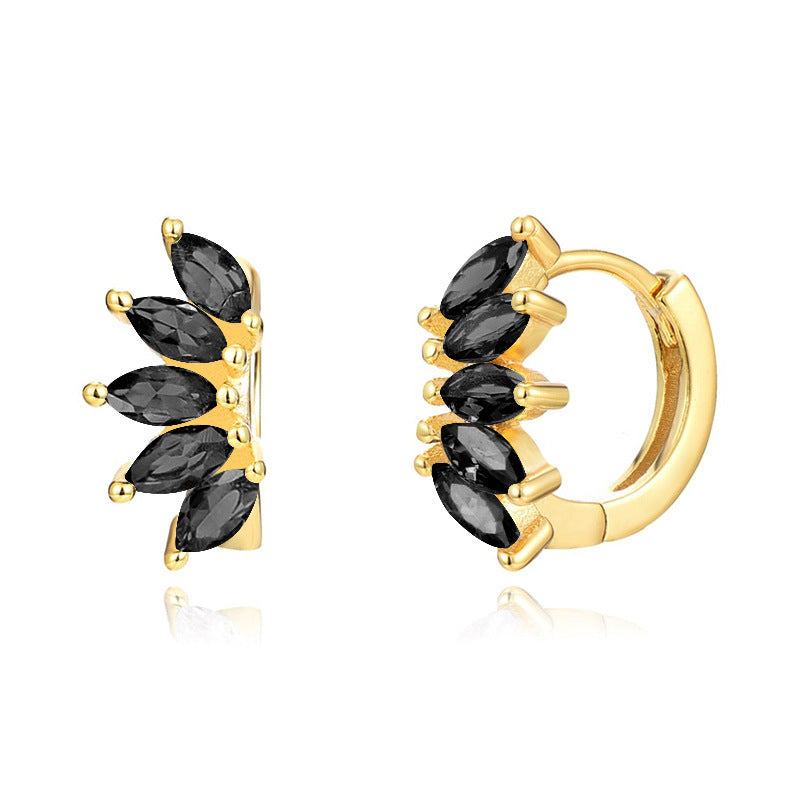 Color Pop Zircon Wave Earrings β Horse Eye Design | Gold Plated Finish