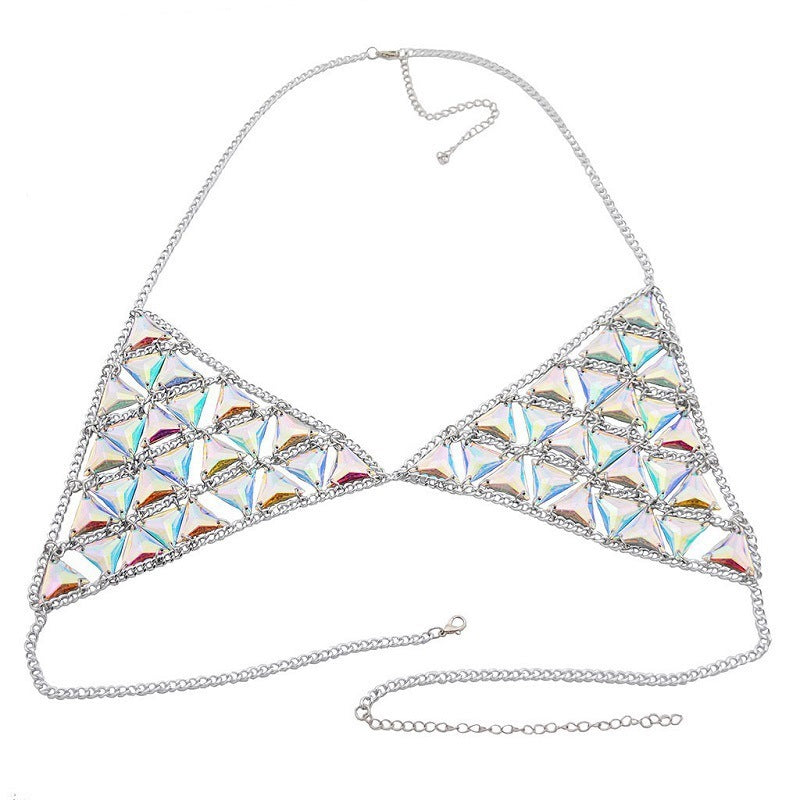 Glam Crystal Body Chain Set β Pearl Bra & Waist Jewelry for Women