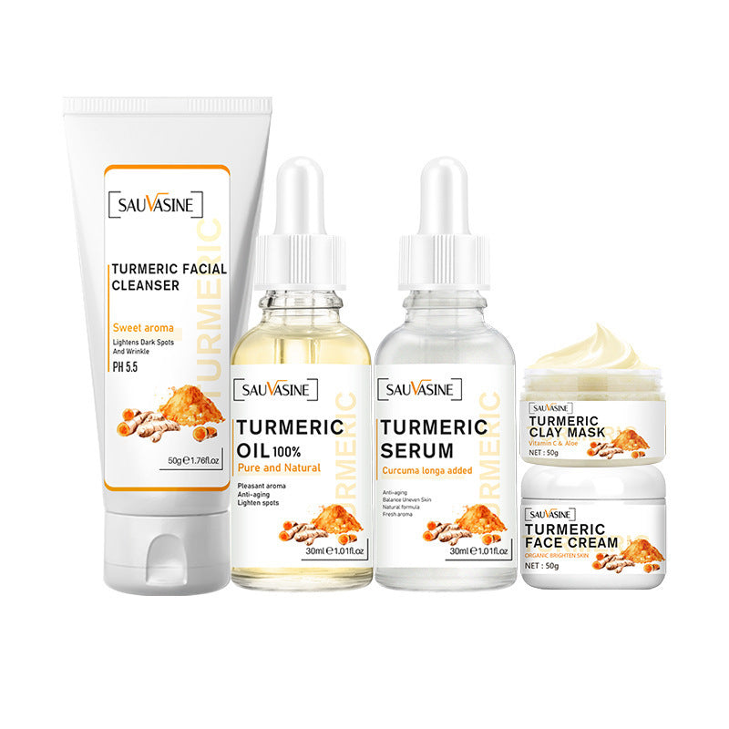 Turmeric Glow Kit β 5-in-1 Cleanser, Oil, Serum, Clay Mask & Face Cream