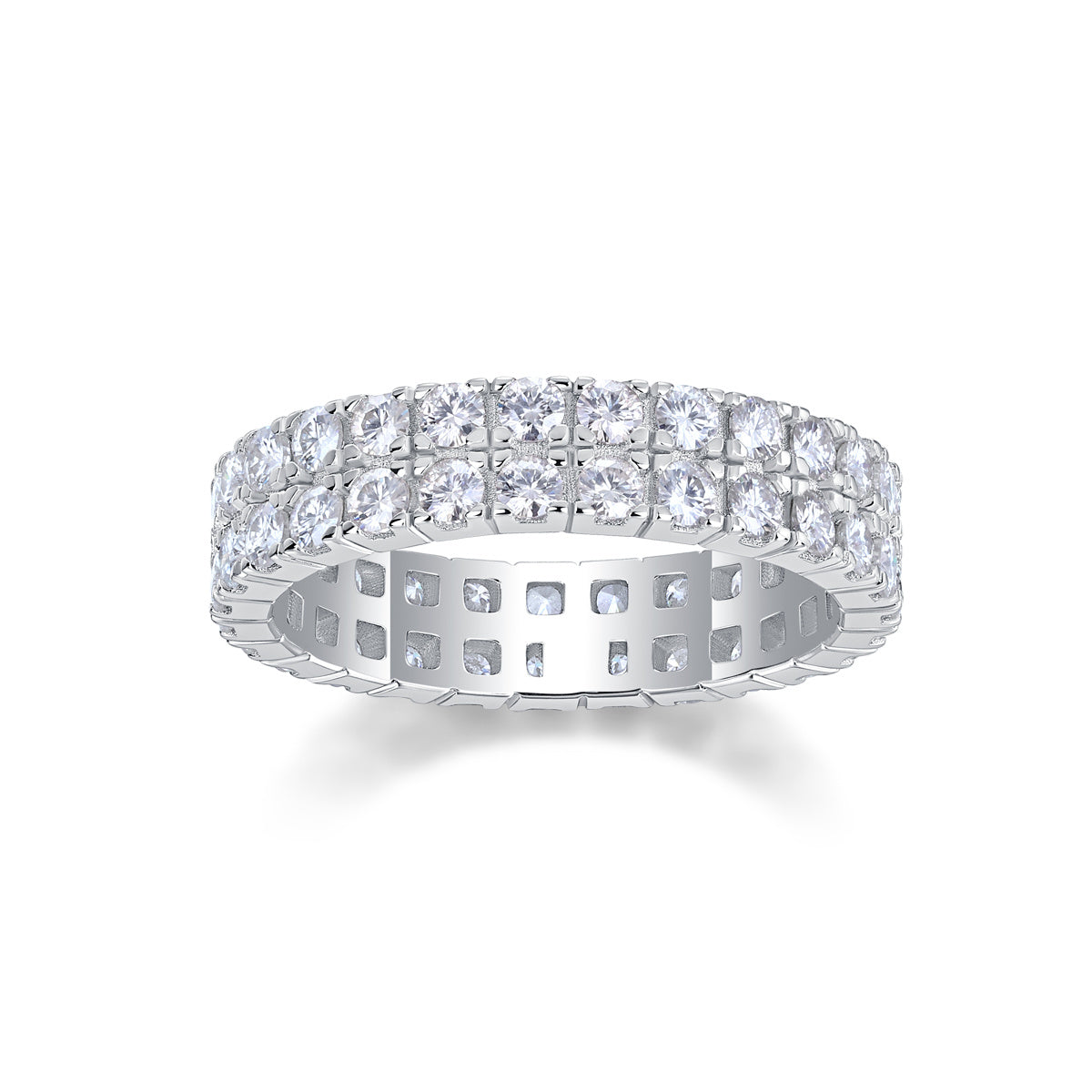 Multi-Row Moissanite Ring β Luxury Silver Sparkle Band