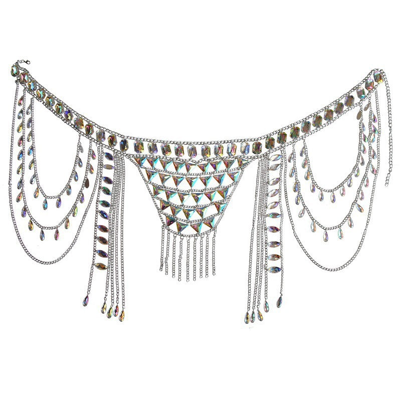 Glam Crystal Body Chain Set β Pearl Bra & Waist Jewelry for Women