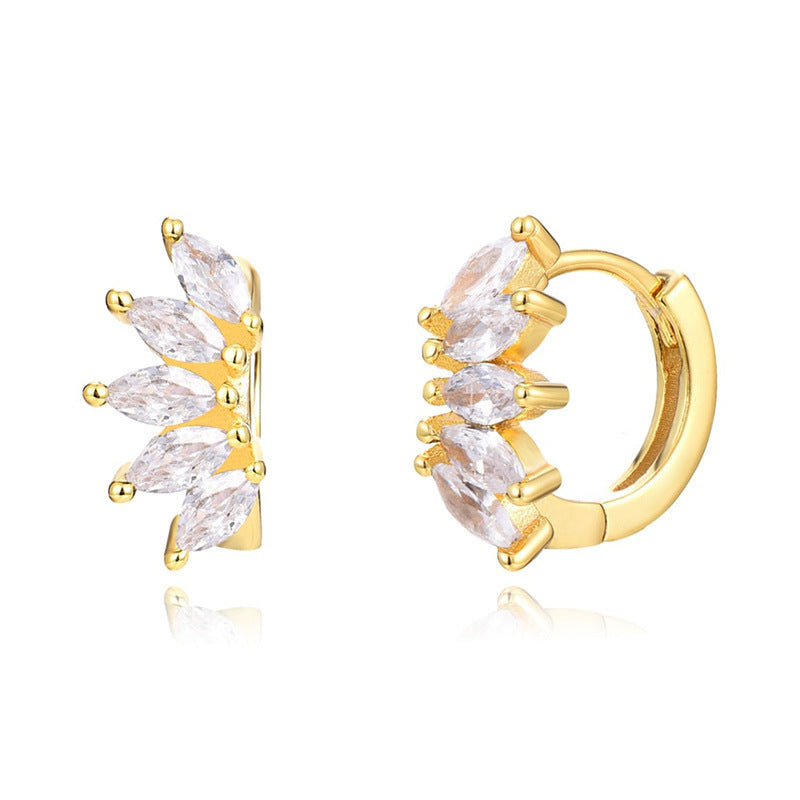 Color Pop Zircon Wave Earrings β Horse Eye Design | Gold Plated Finish
