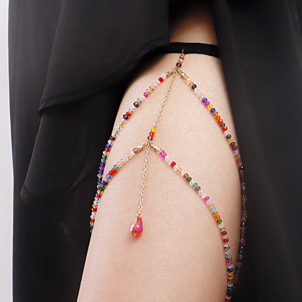 Glam Rose Gold Crystal Leg Chain β Elegant Body Jewelry