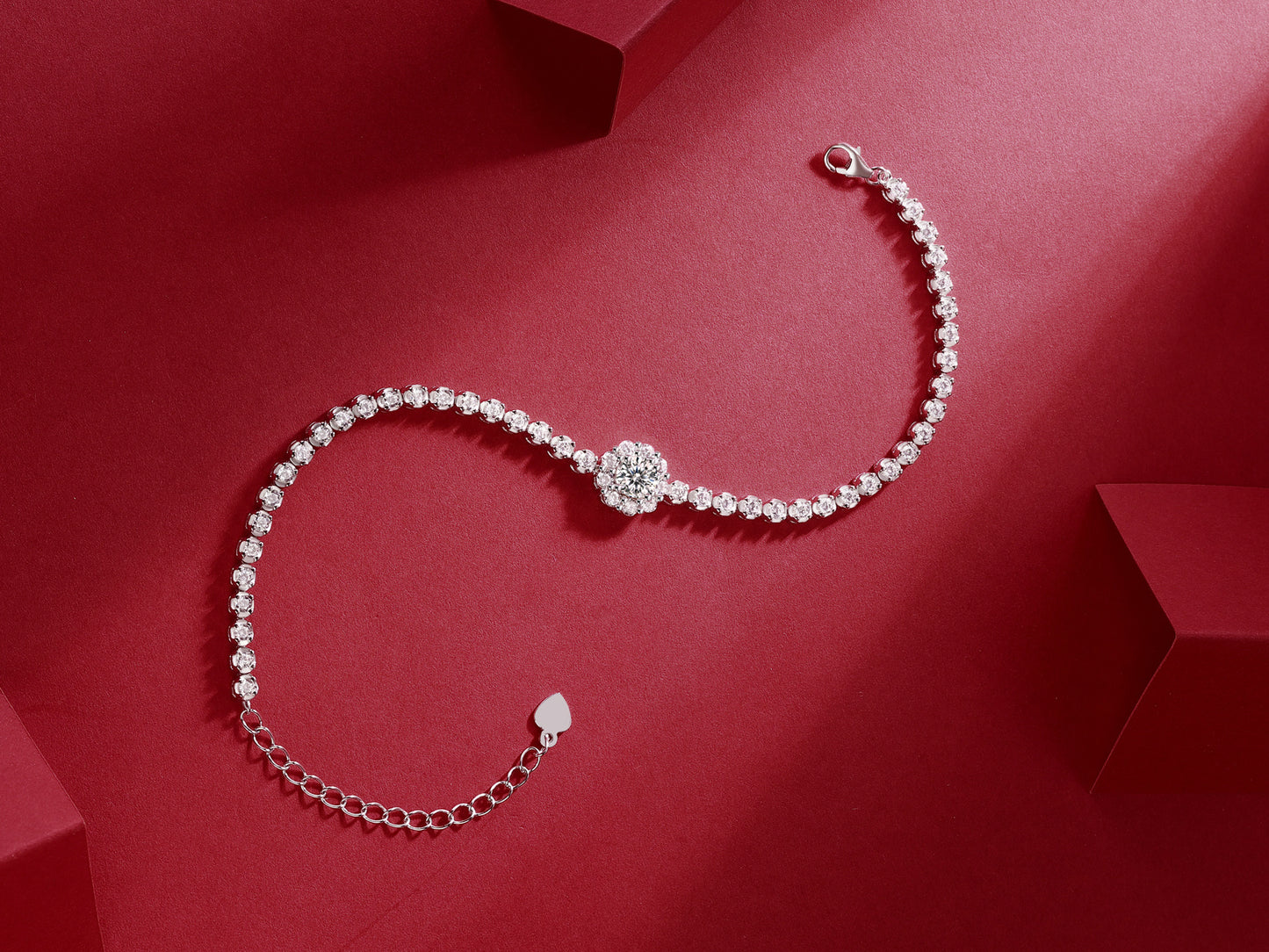 Luxury Moissanite Diamond Bracelet – Adjustable Silver Jewelry Set