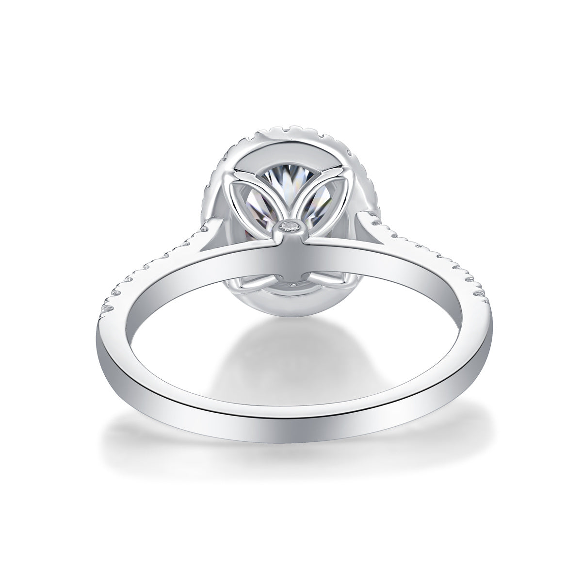 Audrey Halo Moissanite Ring β Large Silver Statement Engagement Band