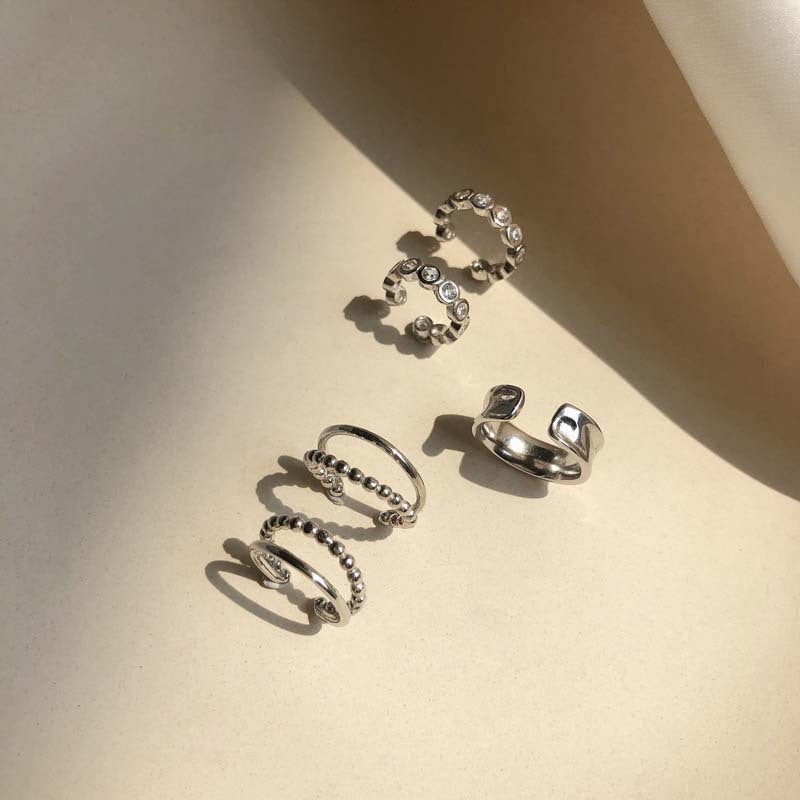 Tassel Butterfly Zircon C-Shaped Ear Clip β 4pcs Set | Korean Style Statement Earrings