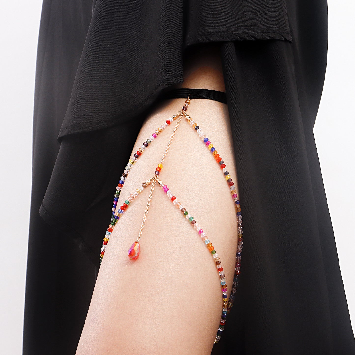 Glam Rose Gold Crystal Leg Chain β Elegant Body Jewelry