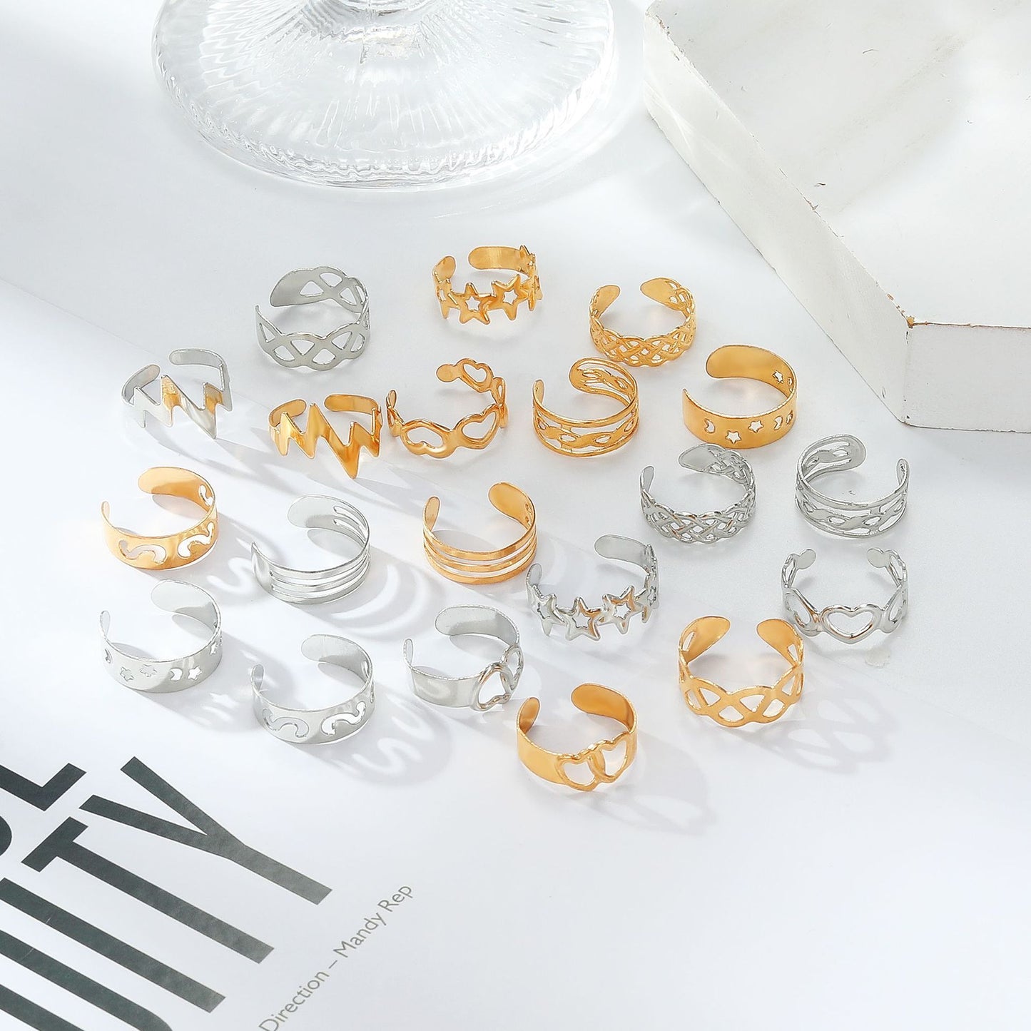 10-Piece Star & Moon Toe Ring Set β Gold & Silver Alloy