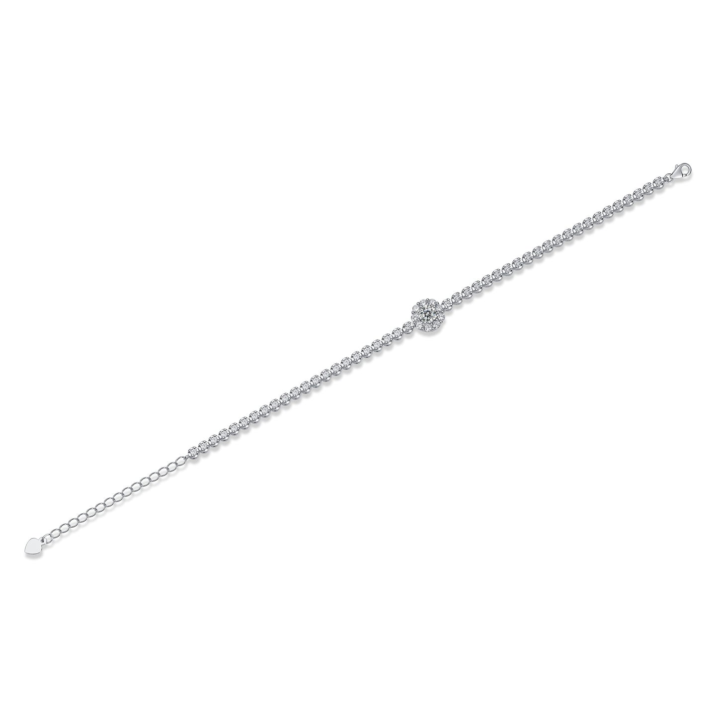 Luxury Moissanite Diamond Bracelet – Adjustable Silver Jewelry Set