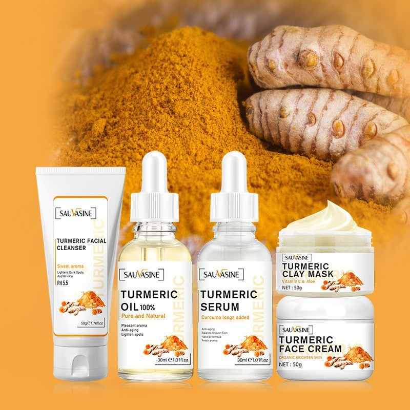 Turmeric Glow Kit β 5-in-1 Cleanser, Oil, Serum, Clay Mask & Face Cream