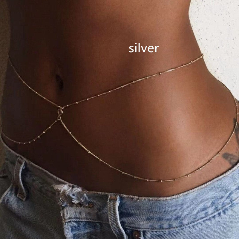 Elegant Double-Layer Waist Chain – Sparkly Belly Jewelry for Jeans, Bikinis & Dresses