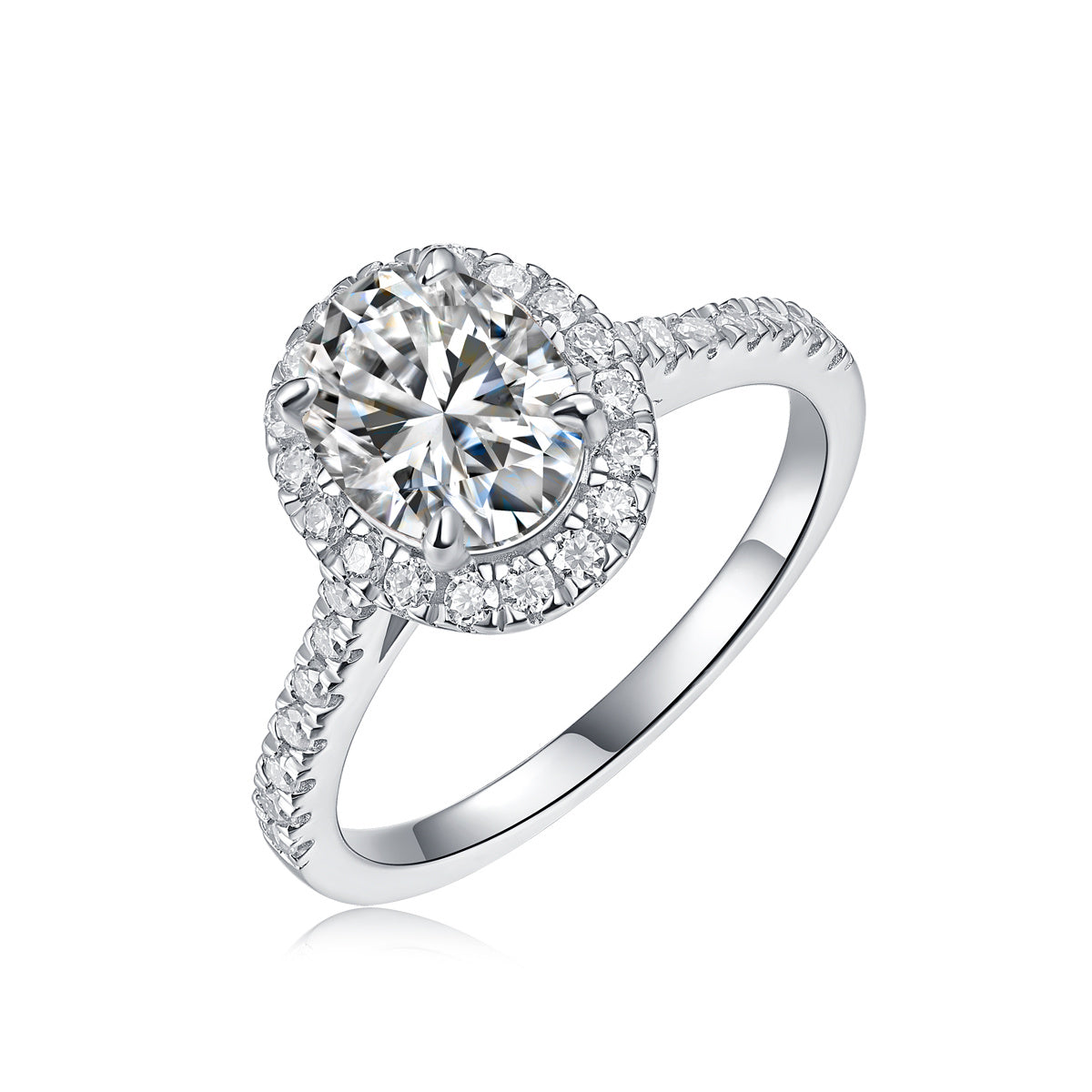 Audrey Halo Moissanite Ring β Large Silver Statement Engagement Band