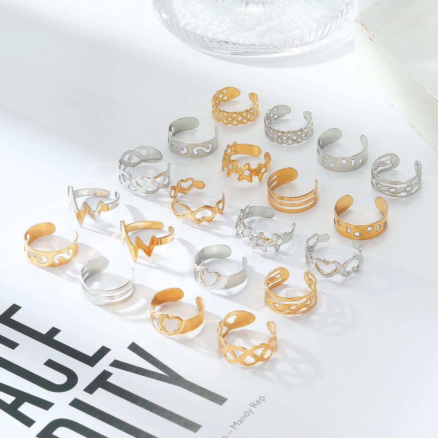 10-Piece Star & Moon Toe Ring Set β Gold & Silver Alloy