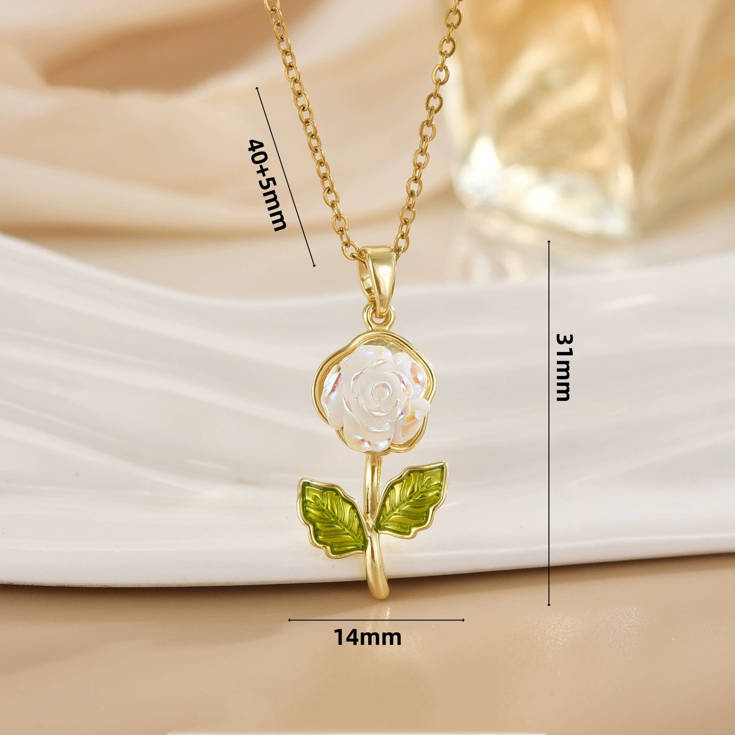 Laser Gardenia Pendant Necklace β Elegant Floral Clavicle Chain for Women