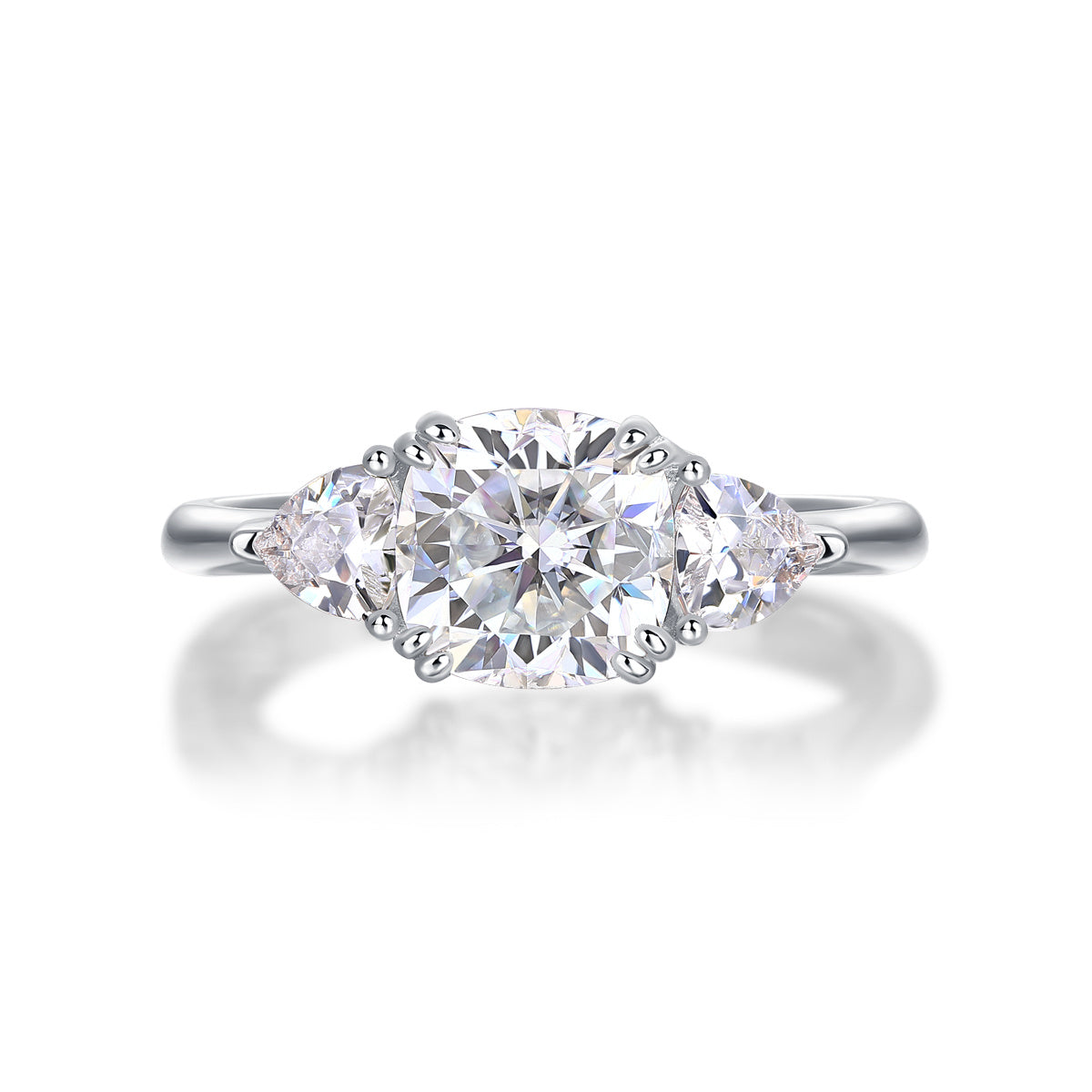 Three-Stone Moissanite Wedding Ring β Luxury Silver Engagement Band