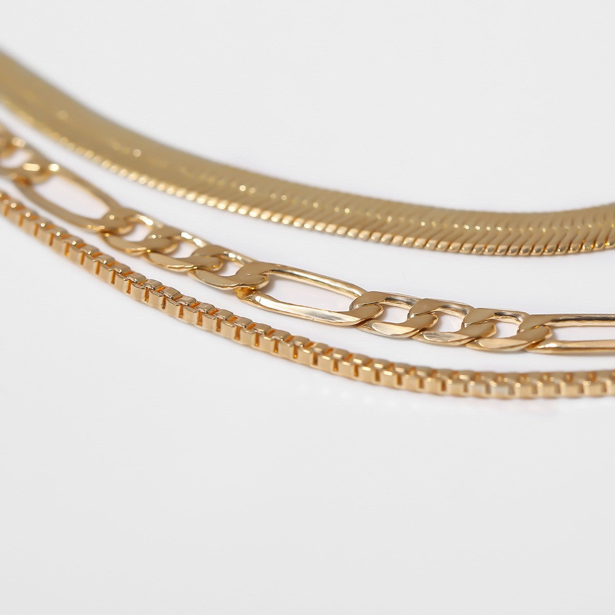 Layered Snake Bone Chain Necklace – Gold & Silver Multi-Strand Geometric Punk Style