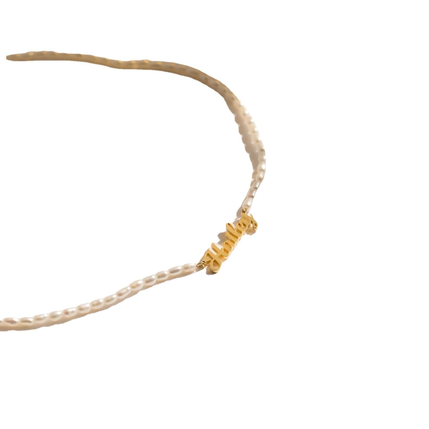 Custom Name Pearl Necklace β Stainless Steel with Beads (Gold/Silver)