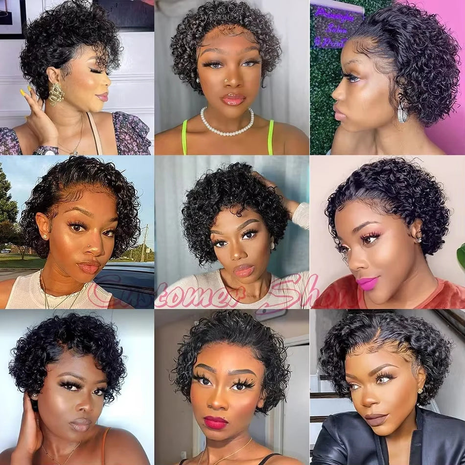 Chic Pixie Curly Wig โ 13x1 Lace Front, Short & Stylish Look