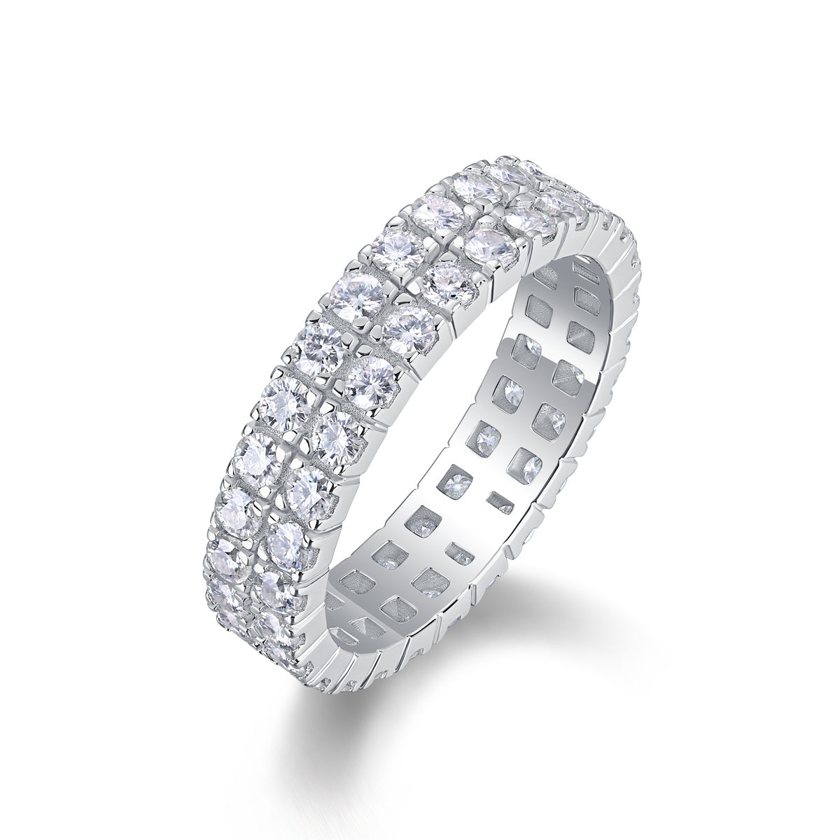 Multi-Row Moissanite Ring β Luxury Silver Sparkle Band